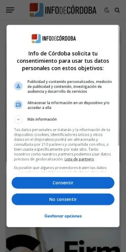 Anteprima del sito Info de Córdoba, media di Argentina per articoli sponsorizzati