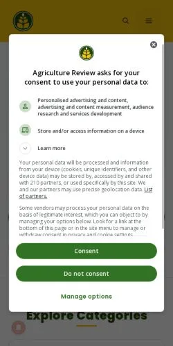 Anteprima del sito Agriculture Review, media di Stati Uniti per articoli sponsorizzati