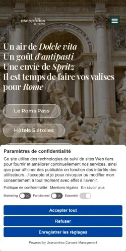 Pré-visualização do site Les Escapades Rome, meio de França para artigos patrocinados