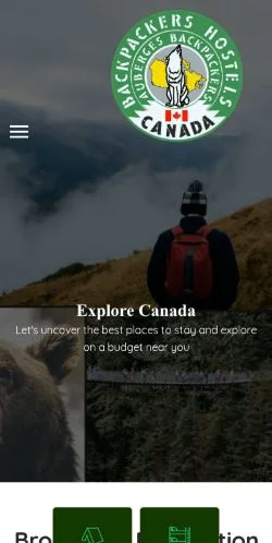 Aperçu du site Backpackers Hostels Canada, média de Canada pour articles sponsorisés