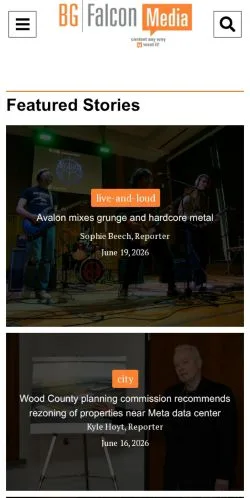 Anteprima del sito BG Falcon Media, media di Stati Uniti per articoli sponsorizzati