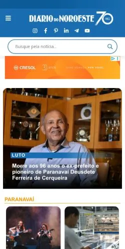 Anteprima del sito Diário do Noroeste, media di Brasile per articoli sponsorizzati