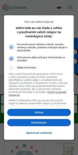 Anteprima del sito Elektrolab, media di Slovacchia per articoli sponsorizzati
