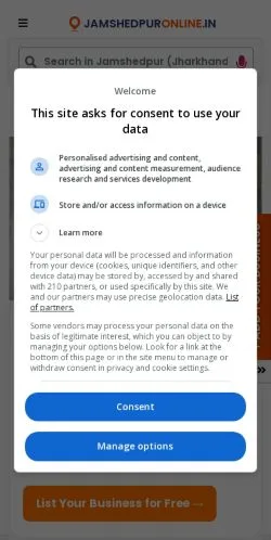 Anteprima del sito Jamshedpur Online, media di India per articoli sponsorizzati