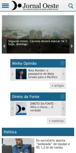 Podgląd witryny Jornal Oeste, medium z kraju Brazylia do artykułów sponsorowanych