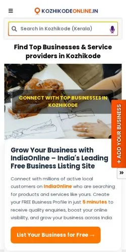 Anteprima del sito Kozhikode Online, media di India per articoli sponsorizzati