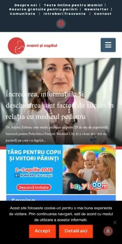 Anteprima del sito Mamisicopilul, media di Romania per articoli sponsorizzati