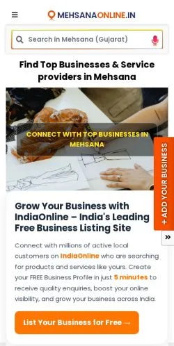 Podgląd witryny Mehsanaonline, medium z kraju Indie do artykułów sponsorowanych