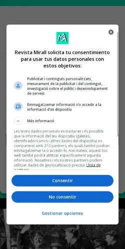 Podgląd witryny Revista Mirall, medium z kraju Hiszpania do artykułów sponsorowanych