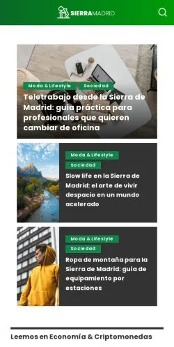 Anteprima del sito Sierra Madrid, media di Spagna per articoli sponsorizzati