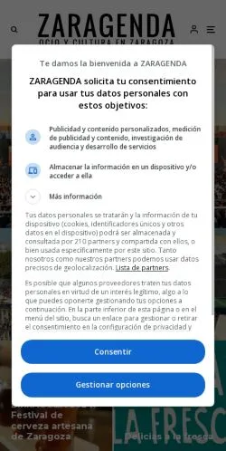 Anteprima del sito Zaragenda, media di Spagna per articoli sponsorizzati