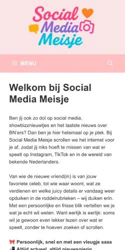 Anteprima del sito Socialmediameisje, media di Paesi Bassi per articoli sponsorizzati