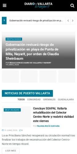 Anteprima del sito Diario de Vallarta & Nayarit, media di Spagna per articoli sponsorizzati