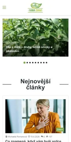 Podgląd witryny Farma Zdraví, medium z kraju Czechy do artykułów sponsorowanych