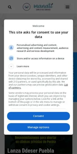 スポンサード記事向けのメキシコメディア、Manatíのサイトプレビュー