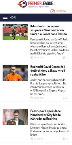 Anteprima del sito Premier League, media di Cechia per articoli sponsorizzati