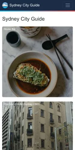 Anteprima del sito Sydney City Guide, media di Australia per articoli sponsorizzati