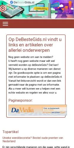 スポンサード記事向けのオランダメディア、DeBesteGidsのサイトプレビュー