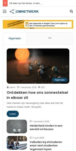 Anteprima del sito DMNetwerk, media di Paesi Bassi per articoli sponsorizzati