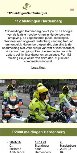 스폰서 기사용 네덜란드 매체 112 Meldingen Hardenberg 사이트 미리보기