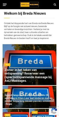 Podgląd witryny Breda Nieuws, medium z kraju Holandia do artykułów sponsorowanych