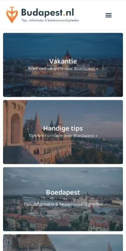 Pré-visualização do site Boedapest Vakantie, meio de Países Baixos para artigos patrocinados