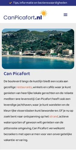 스폰서 기사용 네덜란드 매체 Can Picafort Mallorca 사이트 미리보기