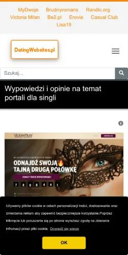 Anteprima del sito DatingWebsites, media di Polonia per articoli sponsorizzati
