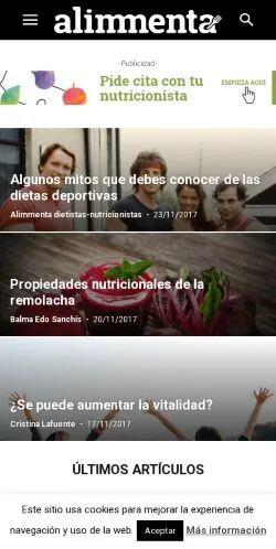 Voorbeeld van de site Dietistas-Nutricionistas, medium uit Spanje voor gesponsorde artikelen