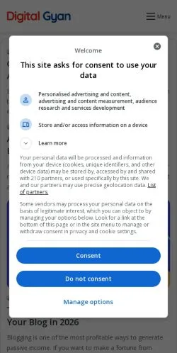 Anteprima del sito Digital Gyan, media di Regno Unito per articoli sponsorizzati