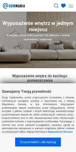 Vista previa del sitio Dommania, medio de Polonia para artículos patrocinados