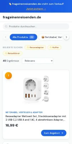 스폰서 기사용 독일 매체 frageinenreisenden.de 사이트 미리보기