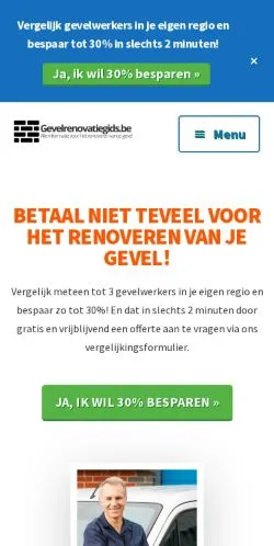 Anteprima del sito Gevelrenovatie Gids, media di Belgio per articoli sponsorizzati