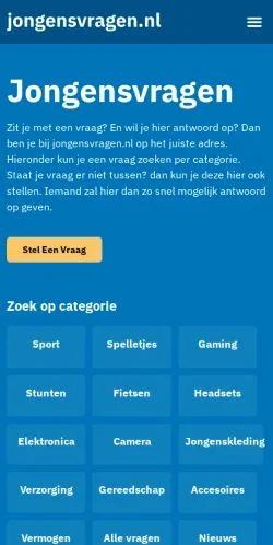 Podgląd witryny Jongens Vragen, medium z kraju Holandia do artykułów sponsorowanych