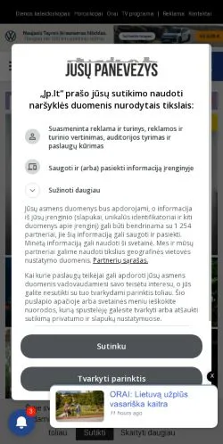 Pré-visualização do site JP, meio de Lituânia para artigos patrocinados