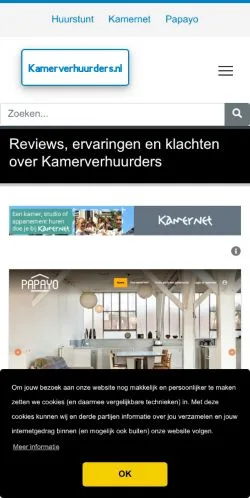 Anteprima del sito Kamerverhuurders, media di Paesi Bassi per articoli sponsorizzati