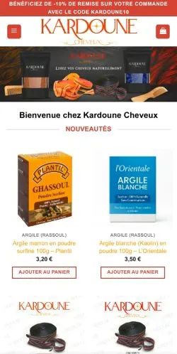 スポンサード記事向けのフランスメディア、Kardoune Cheveuxのサイトプレビュー
