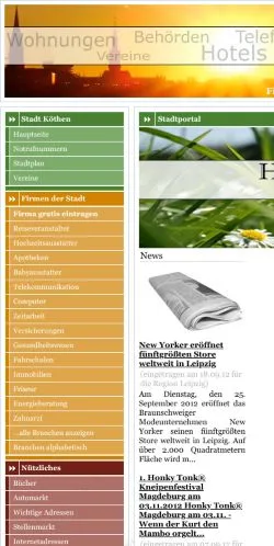 Podgląd witryny Köthen Informativ, medium z kraju Niemcy do artykułów sponsorowanych