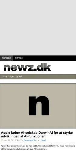 Preview of the Newz website, a media outlet in Denmark for sponsored articles