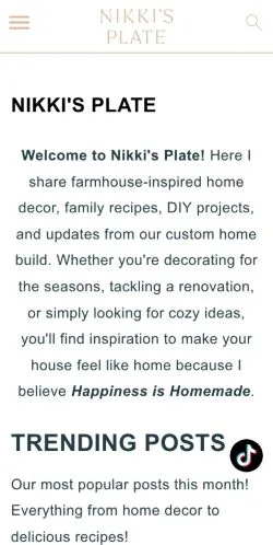 Vorschau der Website Nikki's Plate, Medium aus Vereinigte Staaten für gesponserte Artikel