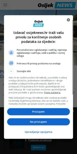 Anteprima del sito OsijekNews, media di Croazia per articoli sponsorizzati