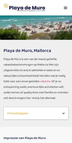 Anteprima del sito Playa De Muro, media di Paesi Bassi per articoli sponsorizzati
