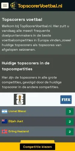 스폰서 기사용 네덜란드 매체 Topscorer Voetbal 사이트 미리보기