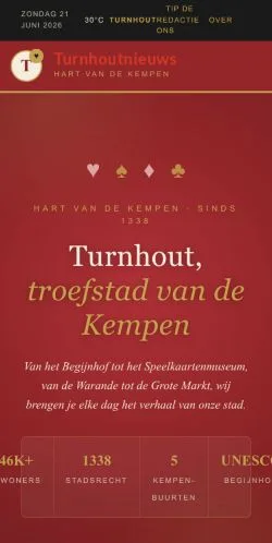 Anteprima del sito Turnhoutnieuws, media di Belgio per articoli sponsorizzati