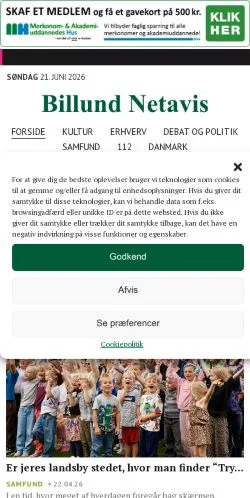 Anteprima del sito Billund Netavis, media di Danimarca per articoli sponsorizzati
