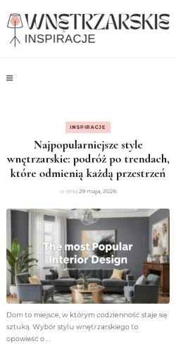 Podgląd witryny Wnętrzarskie Inspiracje, medium z kraju Polska do artykułów sponsorowanych