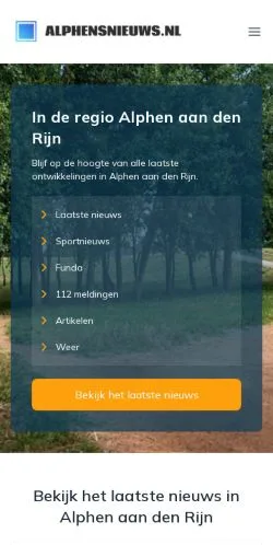 Anteprima del sito Alphen aan den Rijn Nieuws, media di Paesi Bassi per articoli sponsorizzati