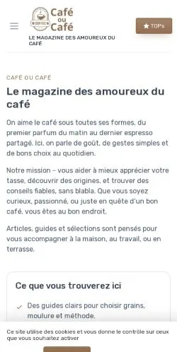 Anteprima del sito Café Ou Café, media di Francia per articoli sponsorizzati