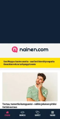 Förhandsvisning av webbplatsen Nainen, medium i Finland för sponsrade artiklar