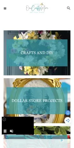 Sponsorlu makaleler için Amerika Birleşik Devletleri medyası Our Crafty Mom Home Page sitesinin önizlemesi
